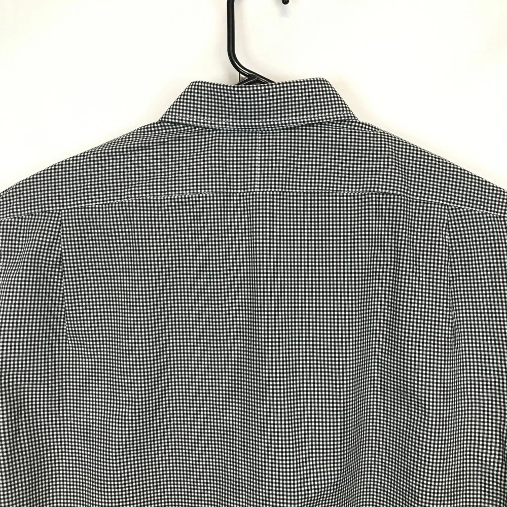 Polo‎ Ralph Lauren Mens 17.5 34-35 Black White Gingham Button Down Shirt